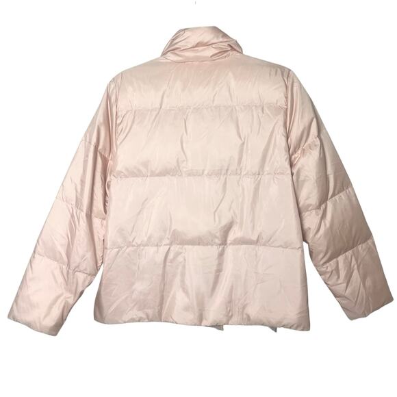 Garnet Hill Cropped Packable Down Jacket Lightweight Puffer Coat Pink Size Large - Picture 6 of 9